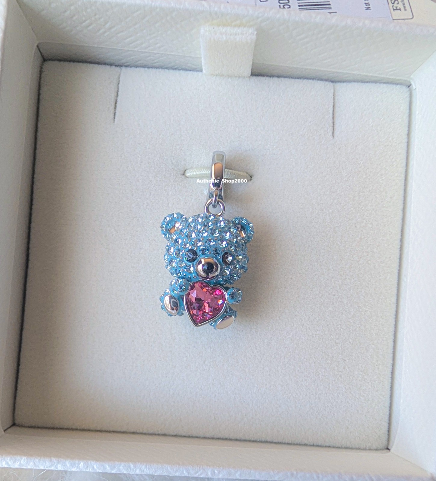 New 100% Authentic SWAROVSKI Blue Pave Teddy Bear Idyllia Charm Pendant 5750253