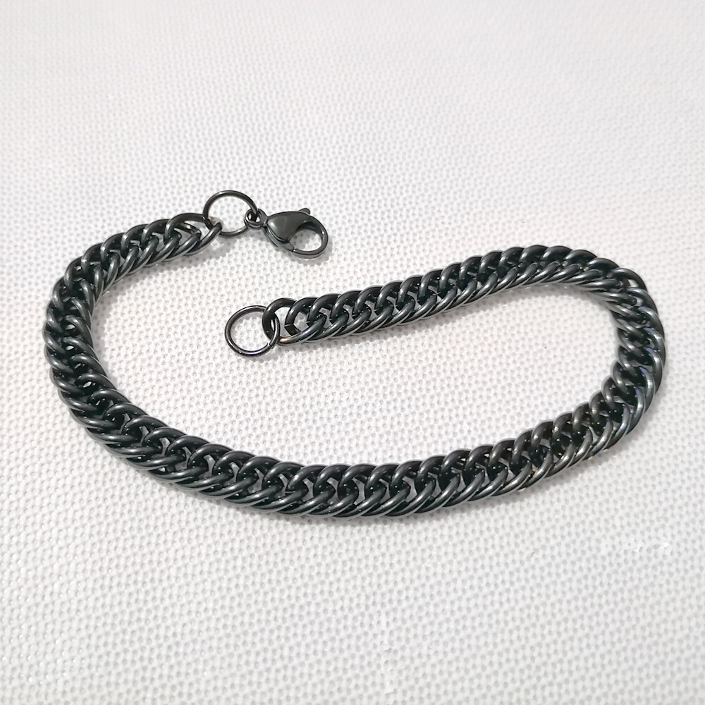 Black 7mm stainless steel cuban Link bracelet or necklace 7inch-30inch