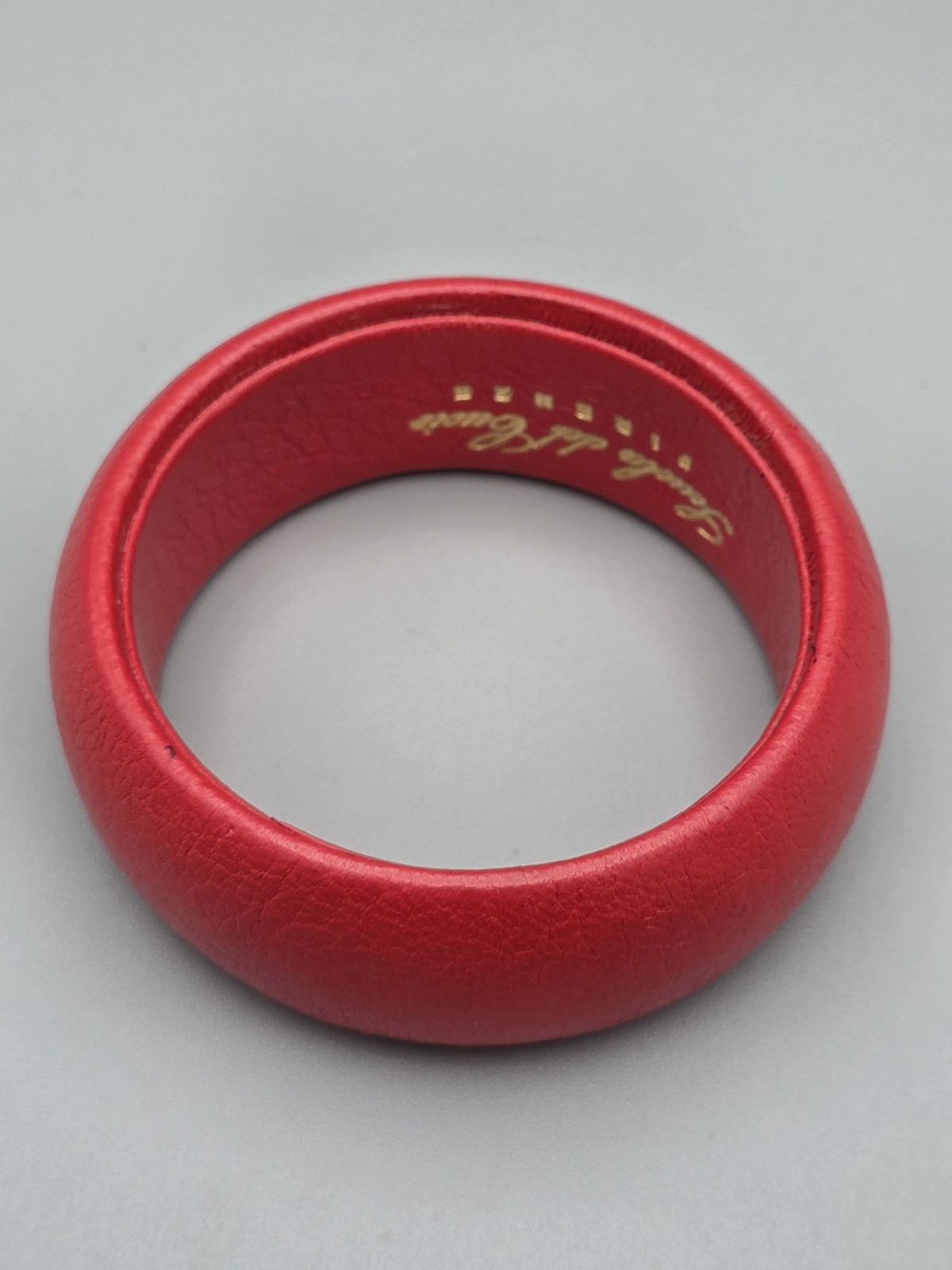 Scuola del Cuoio Genuine Red Italian Leather Wide Bangle Bracelet Made in Italy
