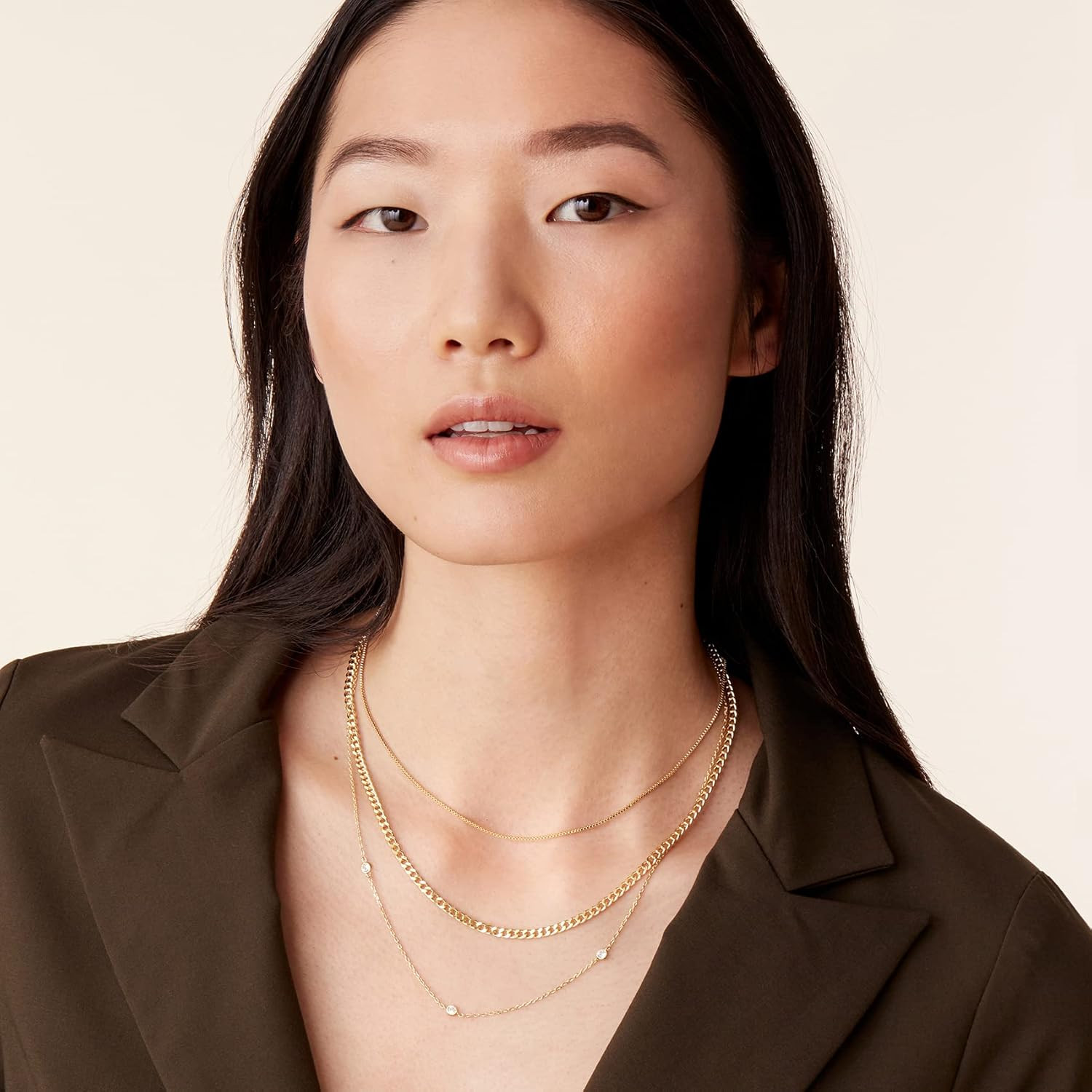 14K Gold Plated Dainty Layering Necklaces for Women | Snake Chain, Curb Link, Pa