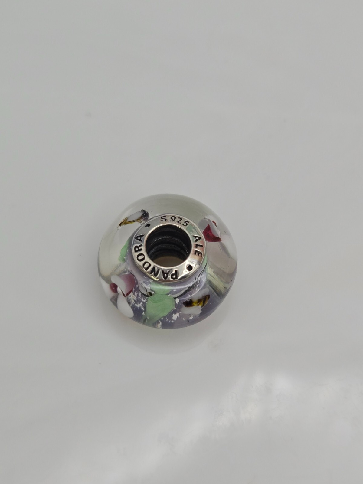 Authentic Pandora Bee silver flowers bee Murano Glass Silver murano Charm