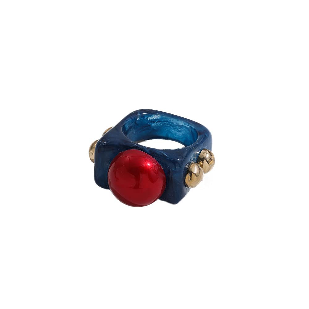 5pcs Y2K Style Chunky Resin Acrylic Ring Plastic Rings Cute Colorful Candy Ri…