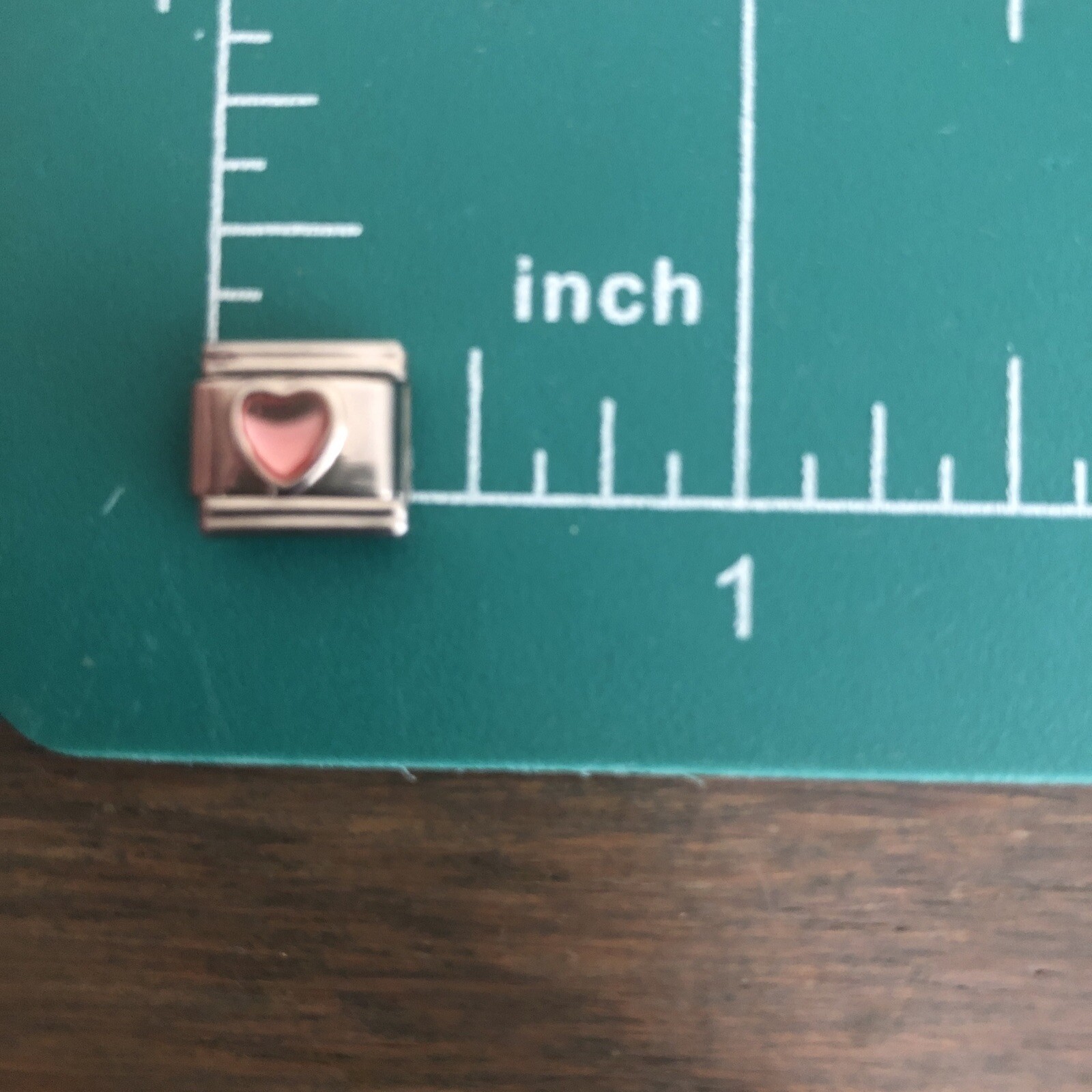 NOS Enameled Light Pink Heart Italian Charm Modular Bracelet Link 9mm