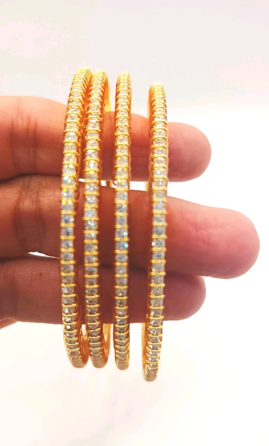 Gold Colour Crystal Rhinestone Bracelet Wedding Bridal Jewellery. size 2.6