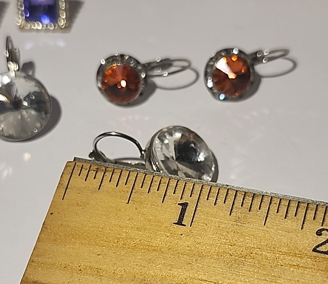 Rhinestone Earrings Assorted Colors Lot of 8 Pair