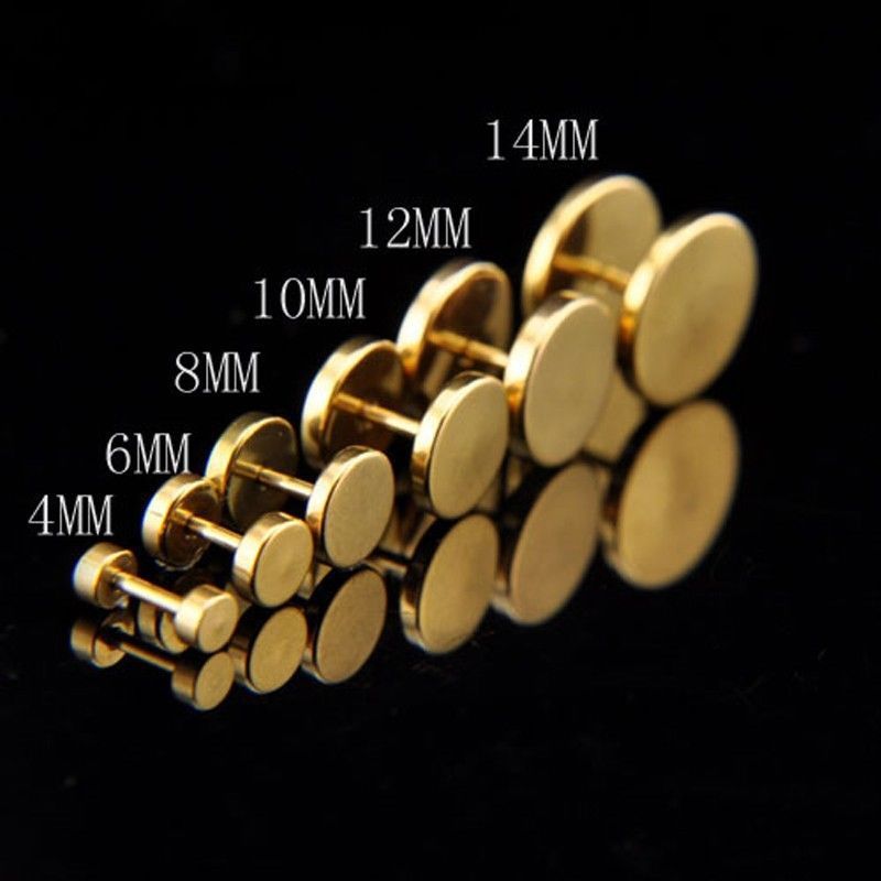 1Pair Mens Barbell Punk Gothic Stainless Steel Ear Studs Earrings