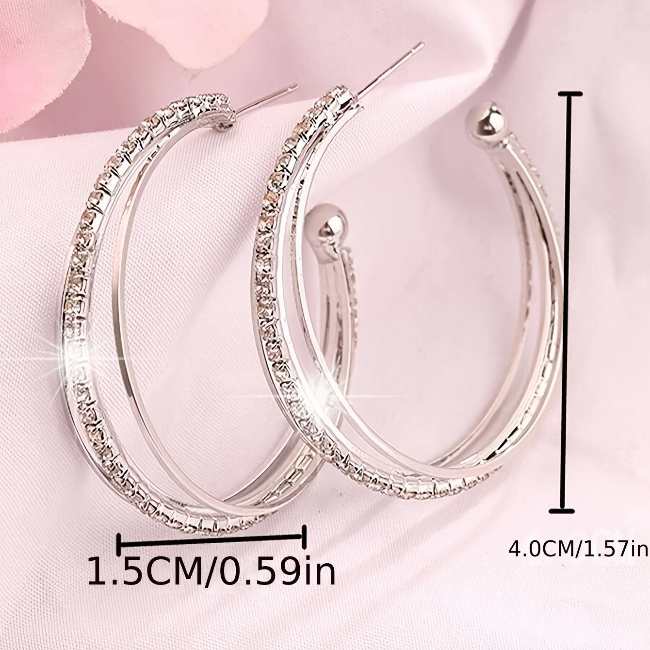 Women’s Layered CZ Hoop Earrings Sparkling Crystal Earrings for Daily Party Wear