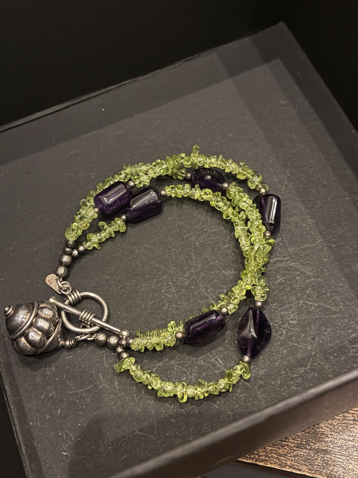 Gemstone Bracelet Natural Peridot Amethyst Gemstone Handmade Beaded Jewelry