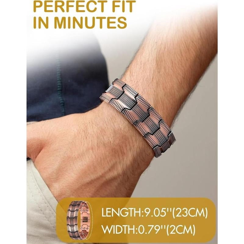 GMOX Men’s Copper Bracelet,3X Strength 99.99% Copper Magnetic Adjustable Length