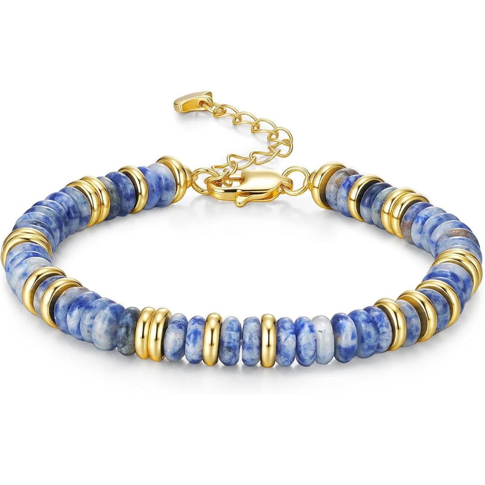 Gold Tone Multicolor Disc Beaded Bracelet Women Simulated Stone Jewelry Gift Set
