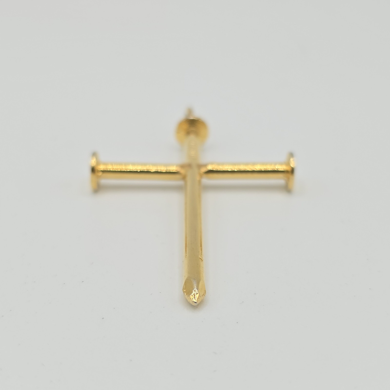 Three Nail Cross Gold Tone Pendant Christian Religious Jewelry 2.25″