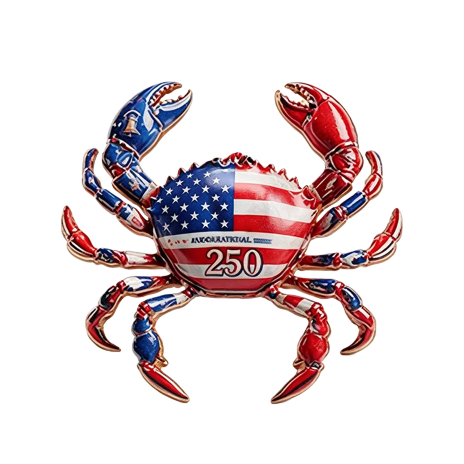 Patriotic USA 250 Crab Brooch 4th of July Red White Blue Lapel Pin USA Gift