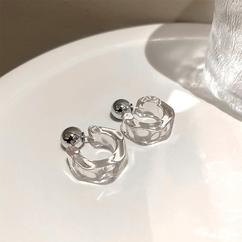 Irregular Resin Acrylic Earrings Trendy Beautiful C-shaped Geometric Jewerly