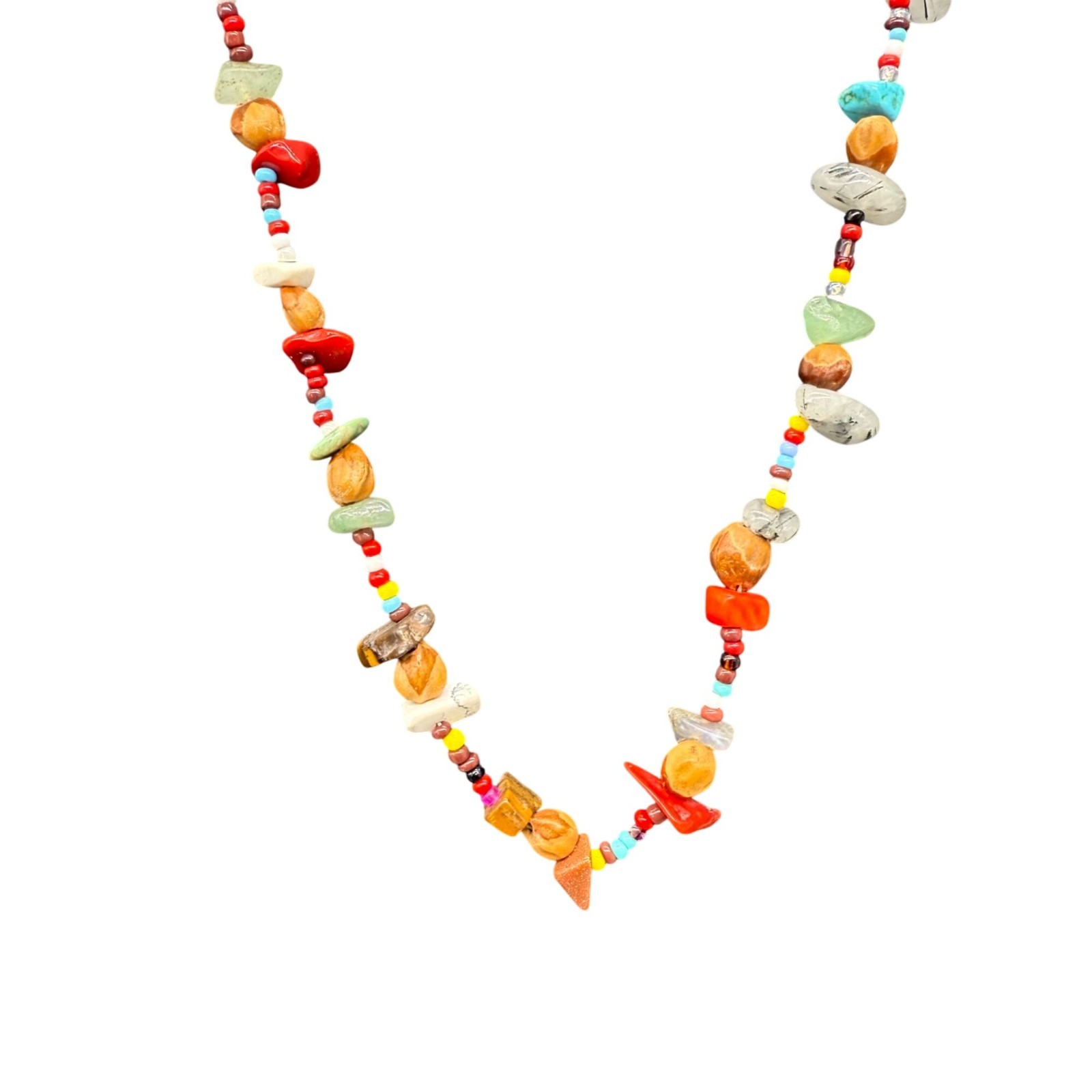 Semi-Precious Gemstones Multicolor Beaded Necklace