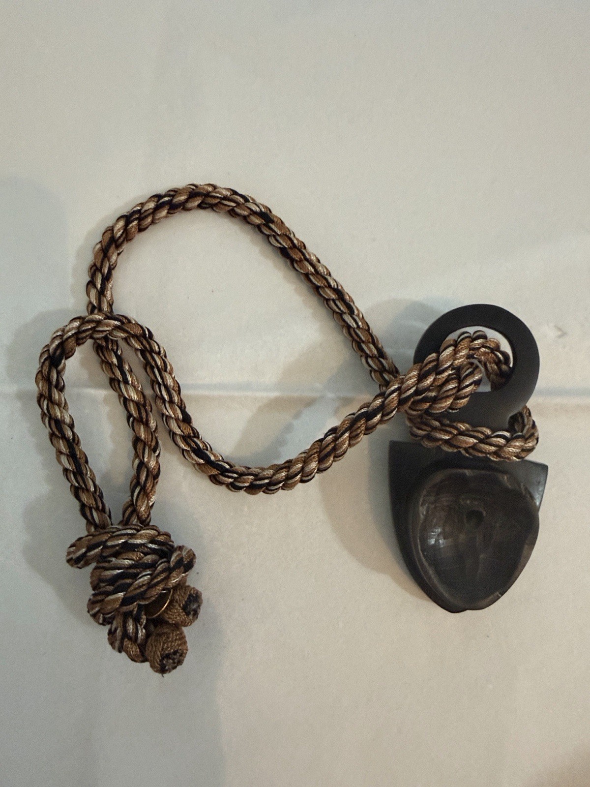 Dominique Aurientis Exotic Wood Rope Pendant Necklace