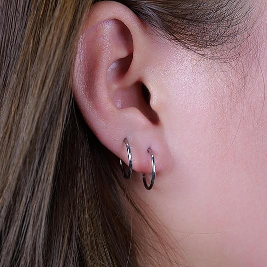 G23 Titanium Slim Huggie Hoop Earrings, Hypoallergenic F136 Implant Grade Pure T