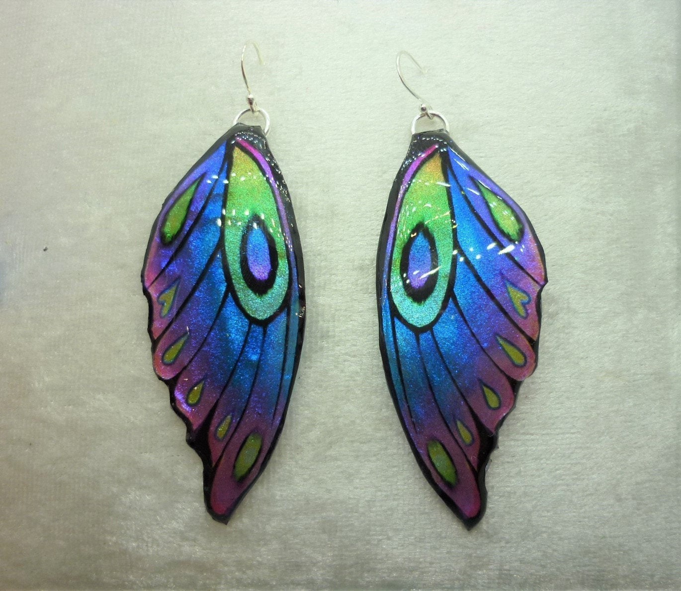 Butterfly Wing Earrings Blue Purple Green Fairy Jewellery, Fun Gift for her