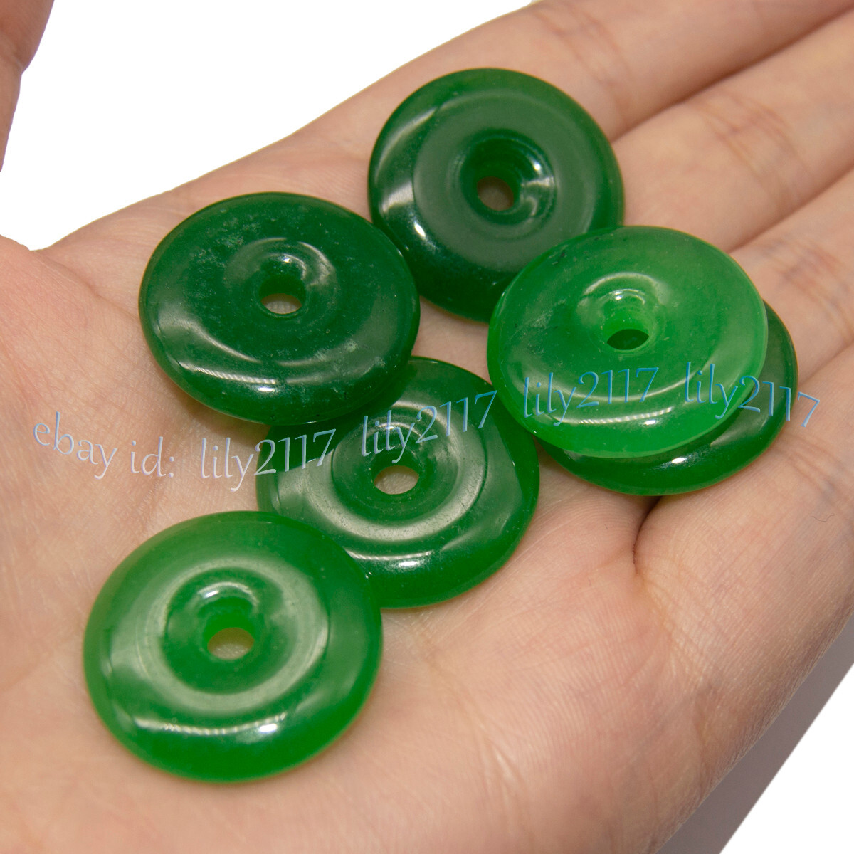 Green Vintage Natural imperial Green Jade Gems Circle Donut Pendant Lucky Amulet