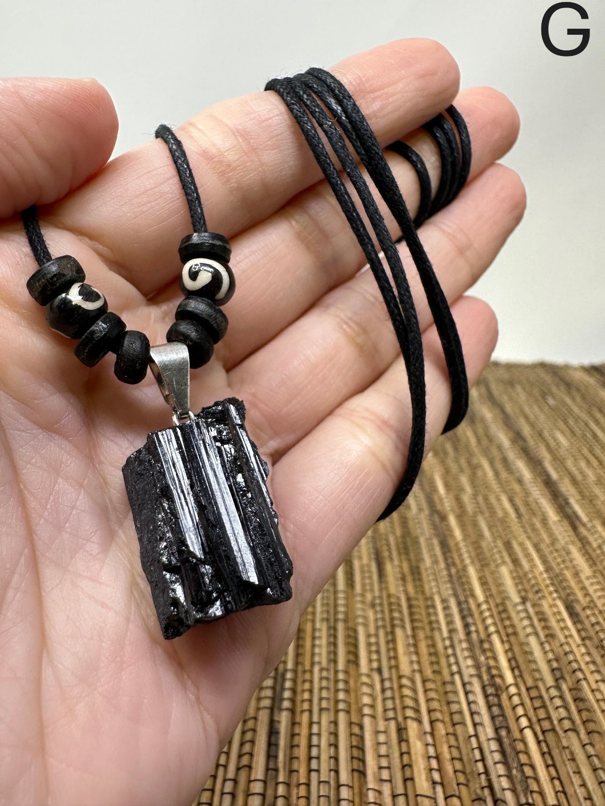 Black Tourmaline Pendant Natural Crystal Necklace Reiki Energy Healing Jewelry