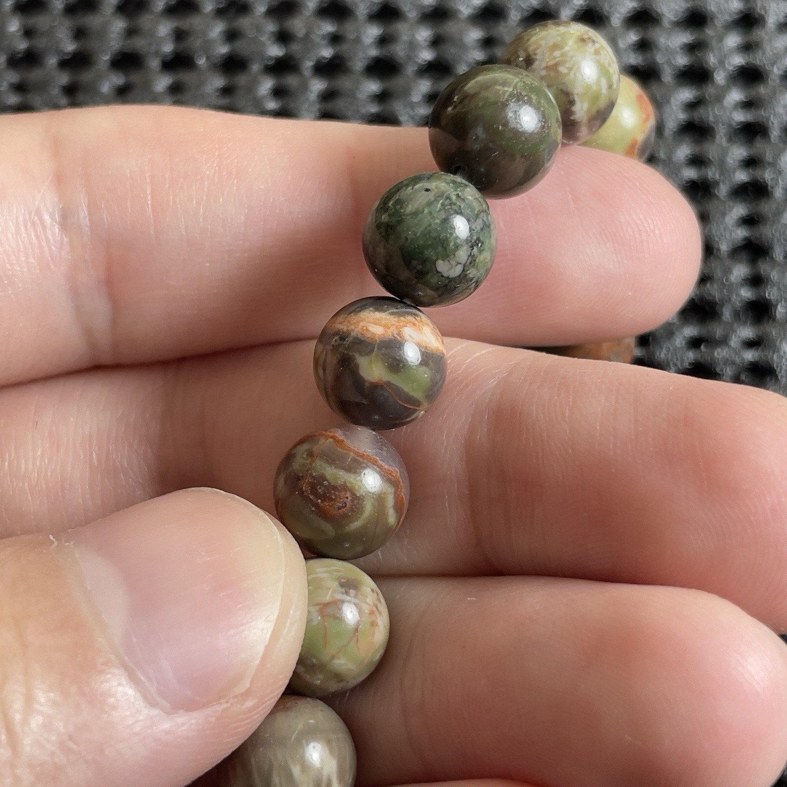 8mm Rainforest Agate Natural Gemstone Bracelet Stretchy Minimalist Jewelry