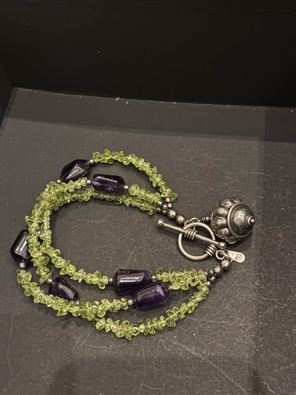 Gemstone Bracelet Natural Peridot Amethyst Gemstone Handmade Beaded Jewelry
