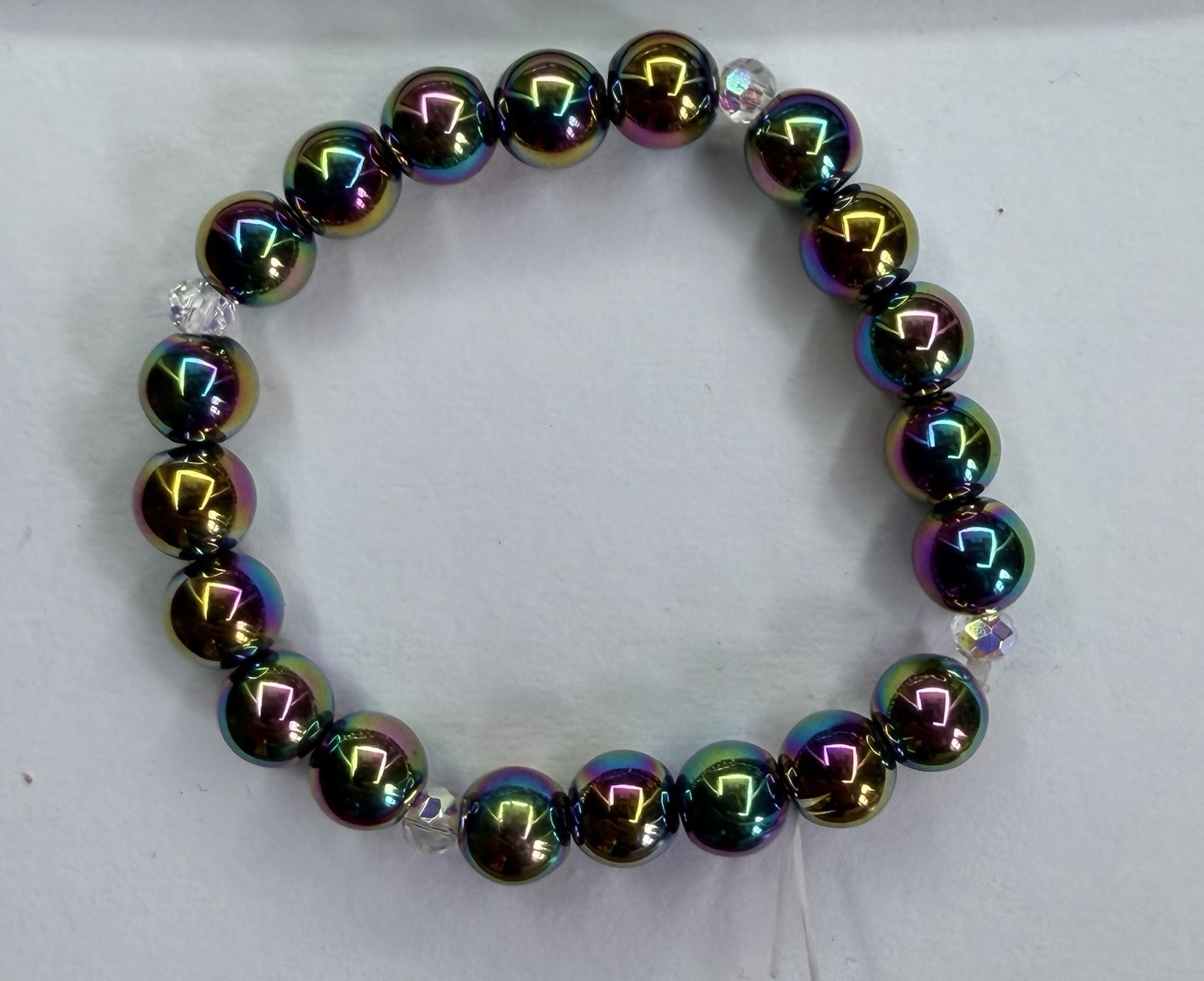 Rainbow Hematite Crystal Bead Bracelet
