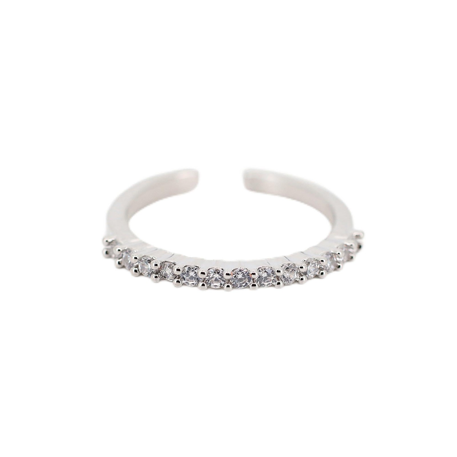 Warm Fortune Half Eternity Stackable Band Ring for Women – 18K Silver Plated Cub