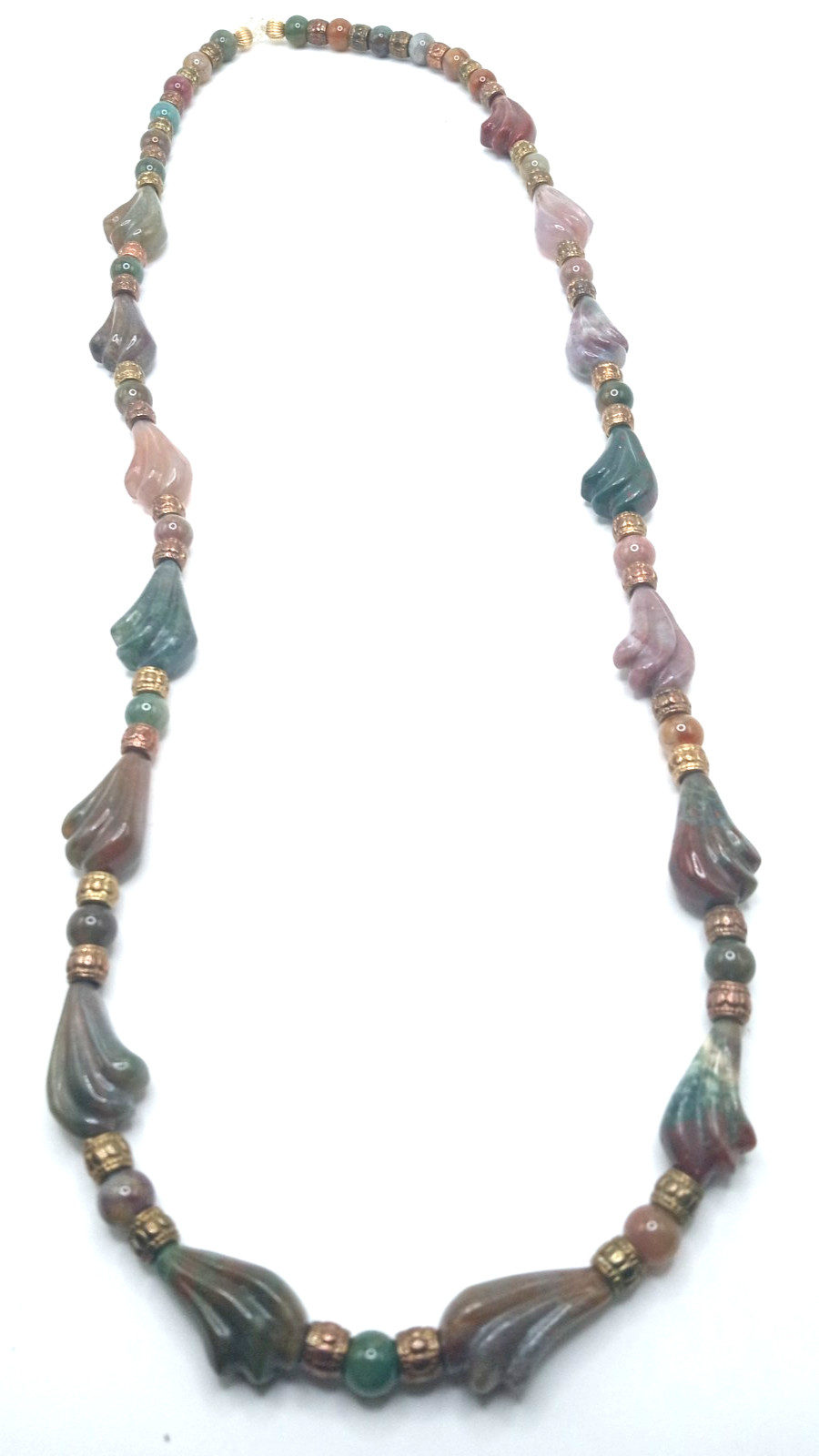 Natural Bloodstone Carved Stone Lavender Red Green Beads Designer 30 In Necklace