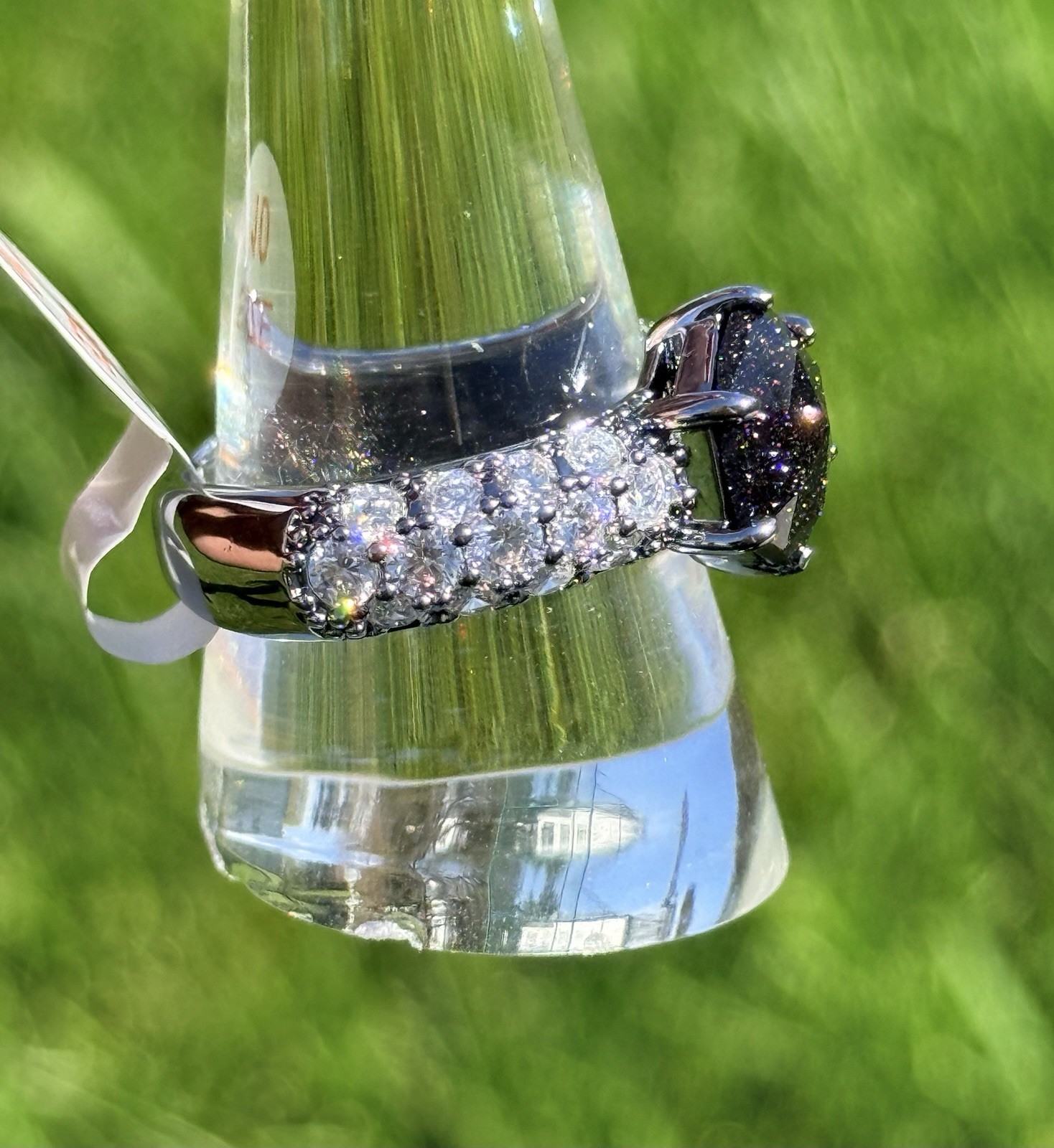 Bomb Party – Bold By Nature – Ring Size 10 – Onyx Sandstone on Hematite Plating