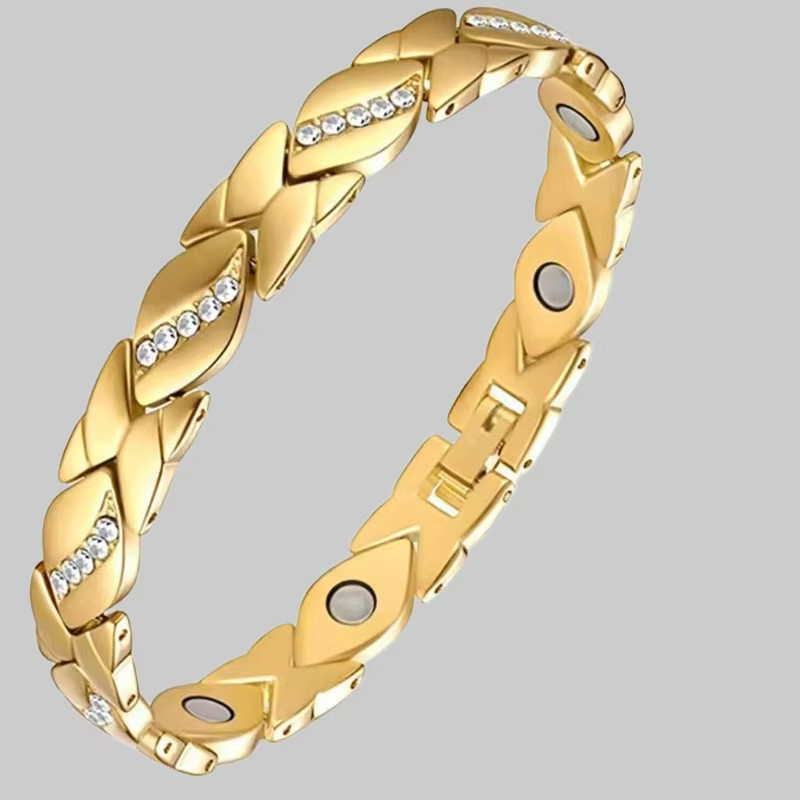 Women’s Magnetic Pure Copper Bracelet–3500 Gauss Magnets, Adjustable Sparkling