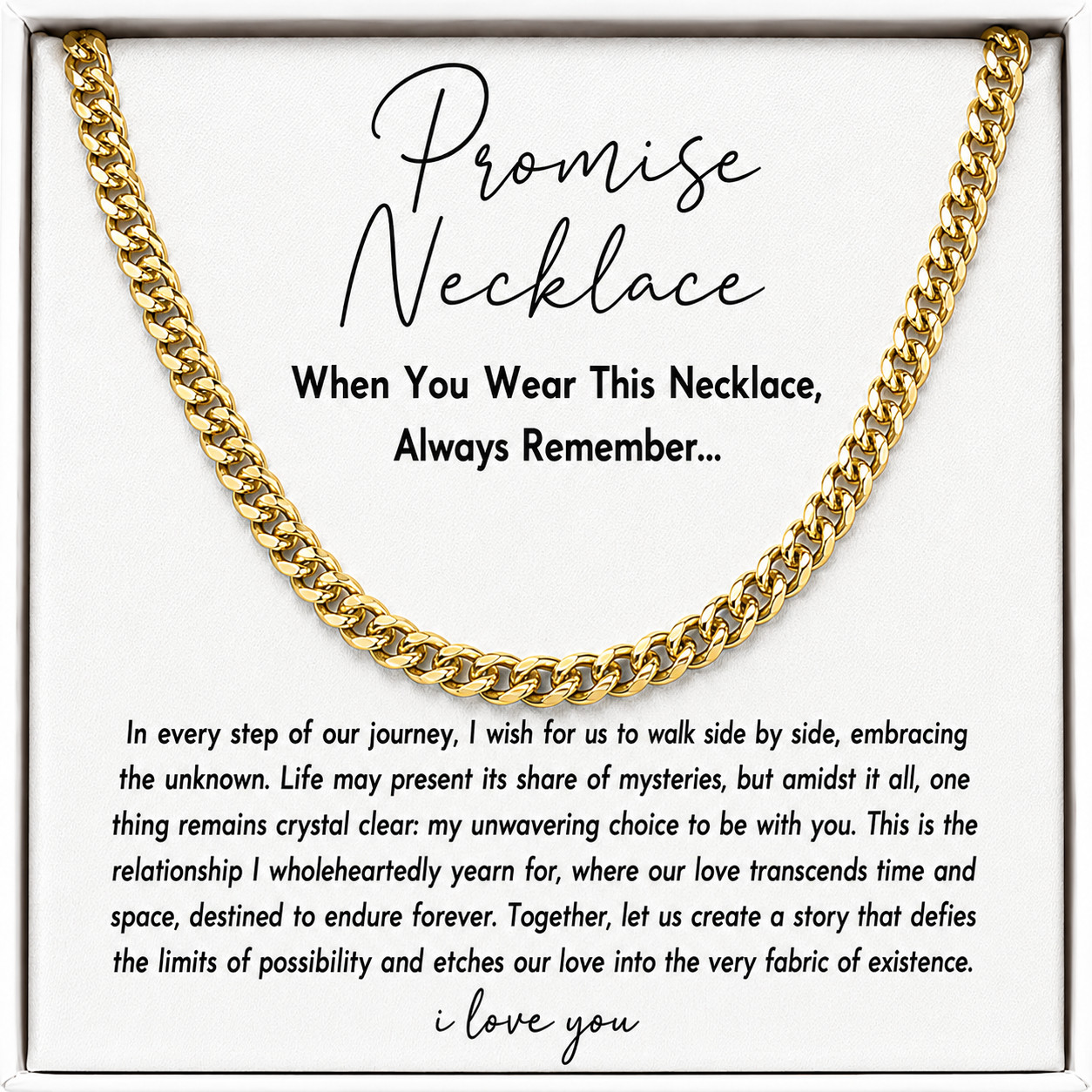 Promise Necklace Gift for Him Boyfriend Husband Cuban Link Chain