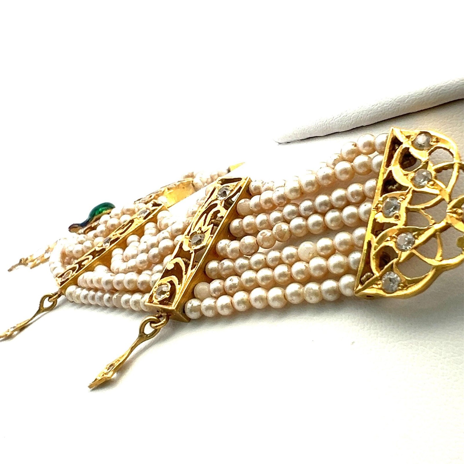 2.50 Carat Round Brilliant CZ 22 Karat Yellow Gold Peacock Motif Necklace