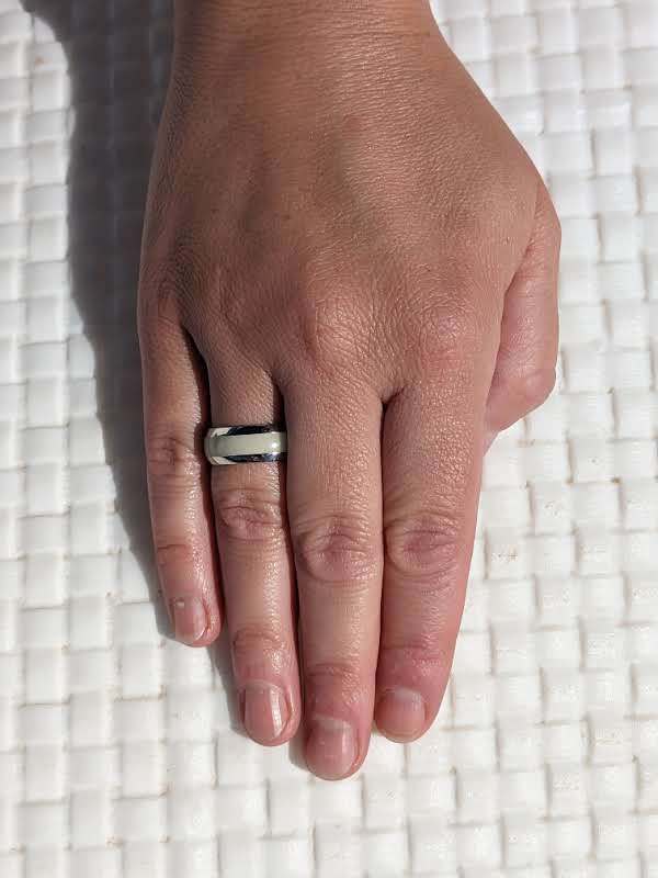 Titanium Ring Unisex White Glow in the Dark Ring Single Line Very Nice Looking!