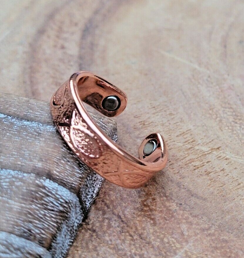 Pure Copper Magnetic Ring – Arthritis Adjustable Copper Ring Jesus Fish