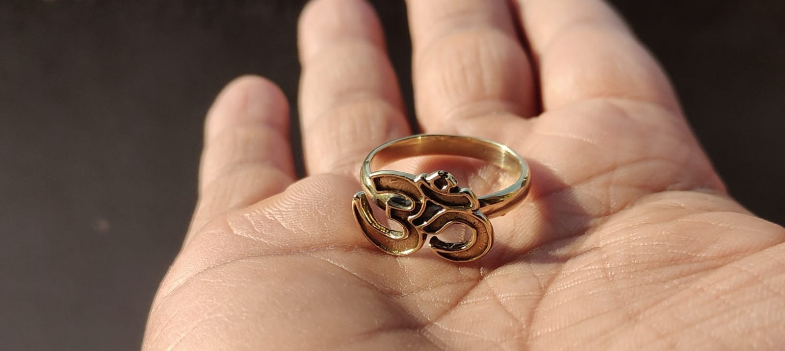 Gold Om Ring, Aum Symbol Ring, Spiritual Yoga Ring, Hindu Om Jewelry, Meditation