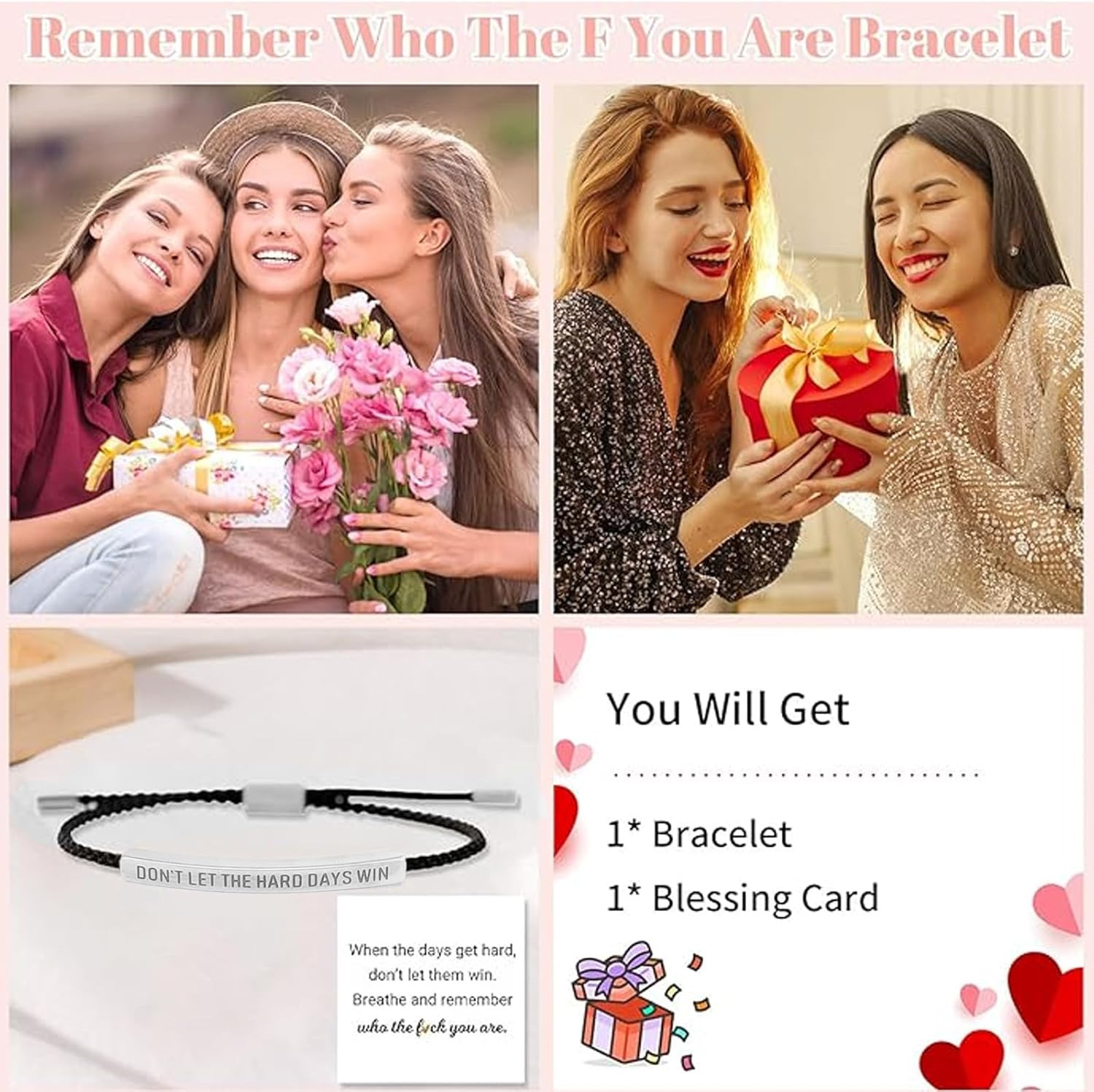 Dont Let the Hard Days Win Bracelet for Women Engraved Bracelets for Women Stain