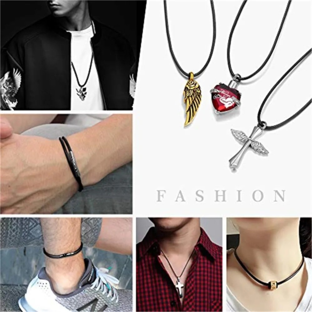 1/1.5/2/3mm Waterproof Braided Leather Chain Cord Rope Necklace w/ Steel Clasp .