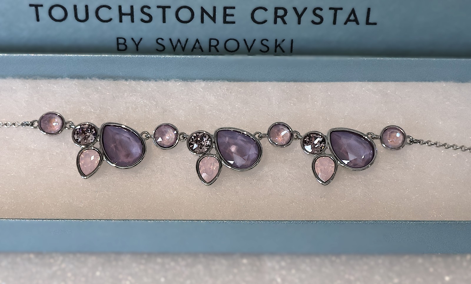Touchstone by Swarovski Secret Romance Necklace Purple Pink In Box 16 – 18″