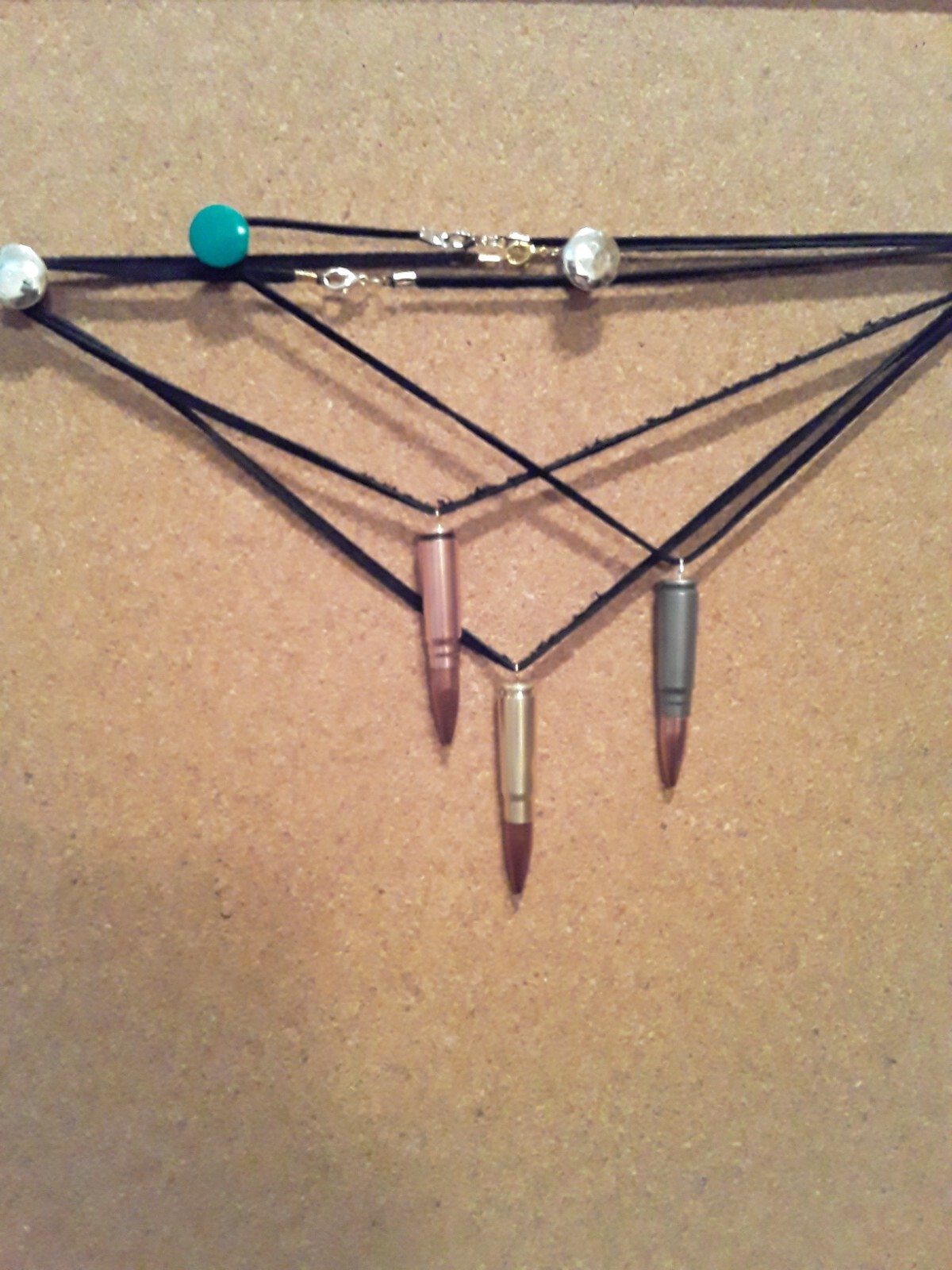 7.62 x 39 AK-47 bullet on black leather necklace buyer choice of FIVE finishes
