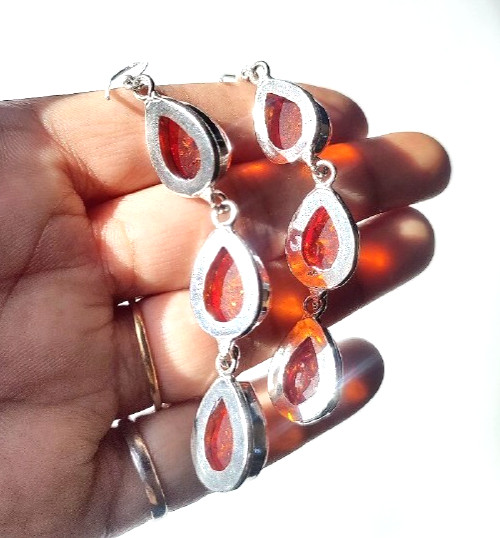 Baltic Amber (Lab-Created)Gemstone 925 Sterling Silver Handmade Jewelry Earrings