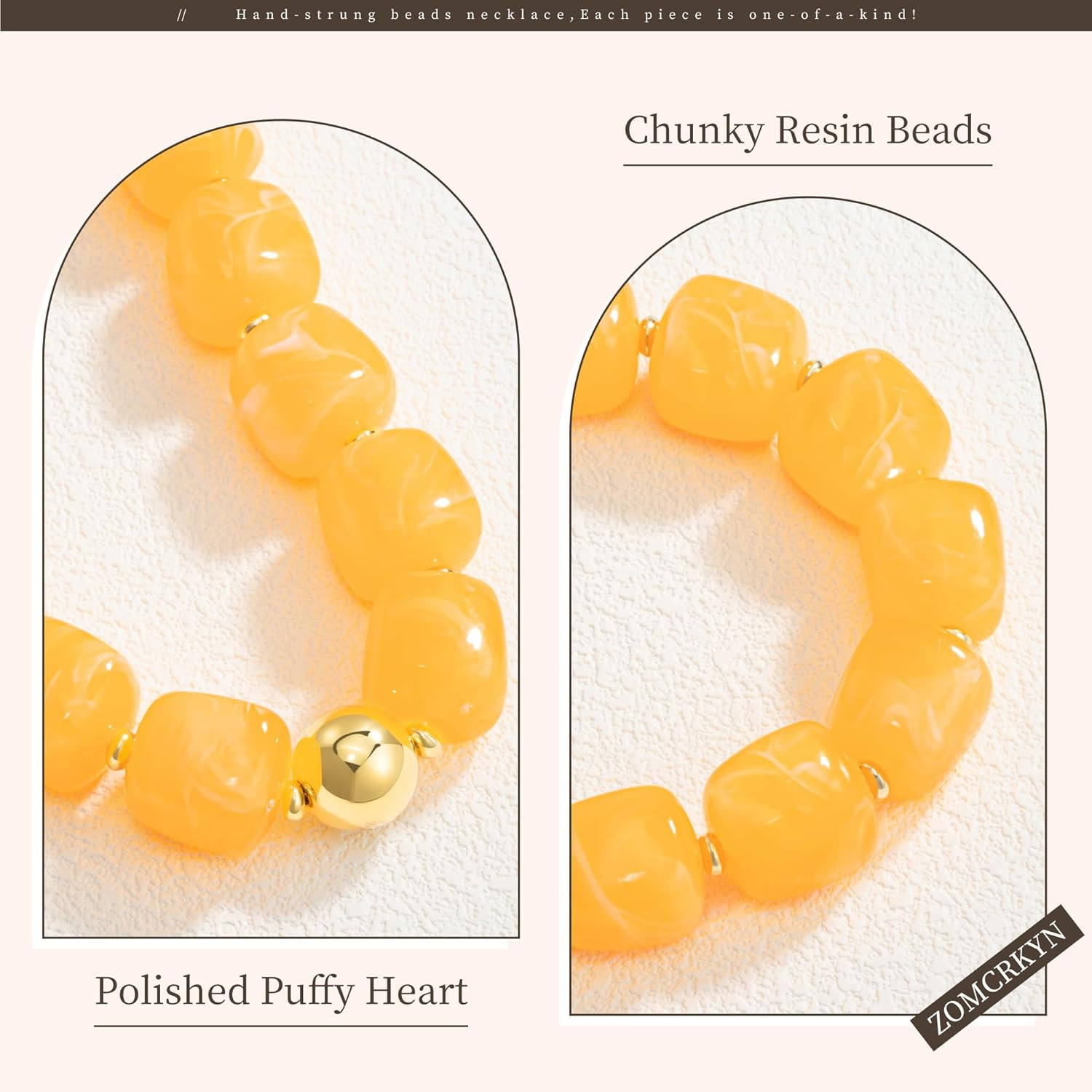 Chunky Necklaces for Women Trendy Multicolor Large Square Resin Beads Necklace T