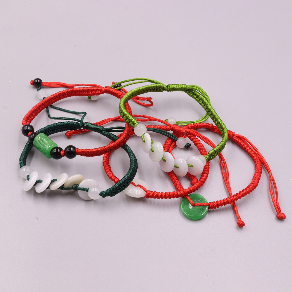 5pcs Real Grade A Natural Jade Women Gift Lucky Peace Tube Beads Bracelet