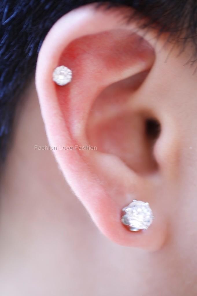 1 PAIR CZ CLEAR SQUARE/ROUND MAGNETIC EARRINGS STUDS EAR BONE EAR CUFF Men Women