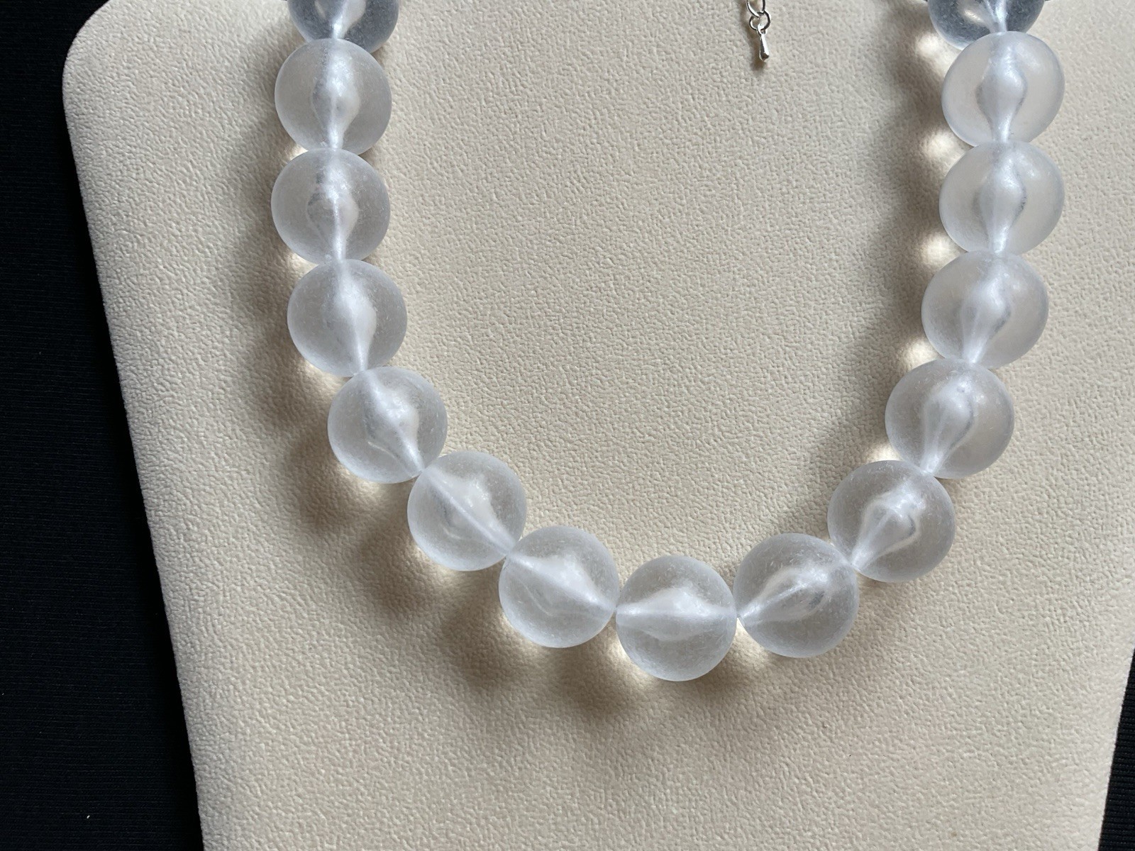Chunky Frosted White Beads Adjustable Choker Necklace