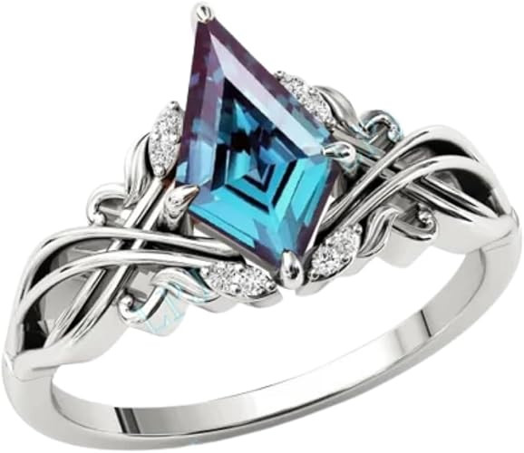 2ct Engagement Ring, Kite Cut Alexandrite Gemstone Bridal Wedding Ring for Women