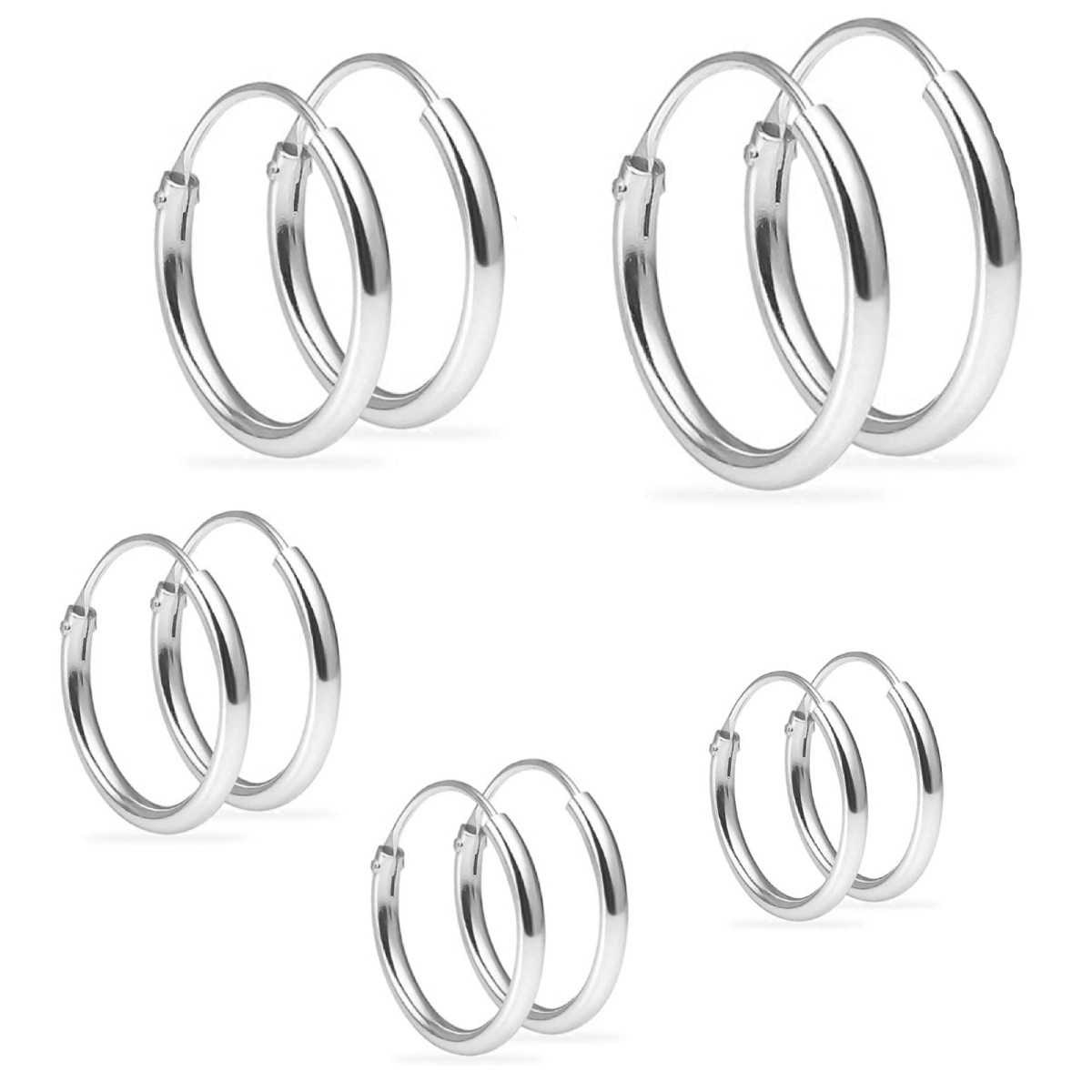 Sterling Silver Hoop Earrings 8mm 10mm 12mm 14mm 16mm 925 Nose Lip Ear Piercing