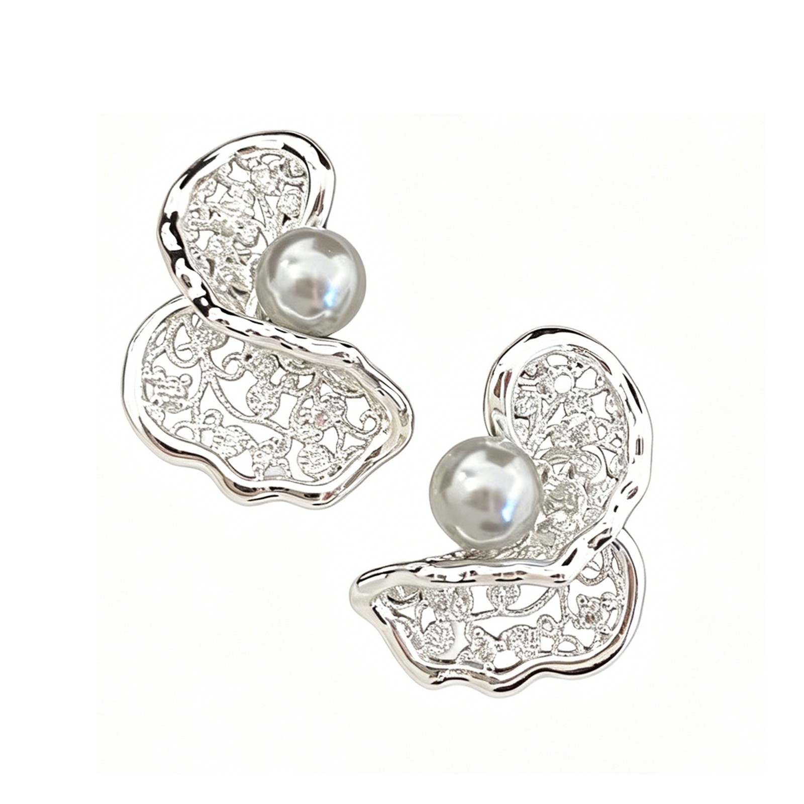 Zircon Pearl Stud Earrings French Elegant Silver Jewelry Women Wedding Gift Dail