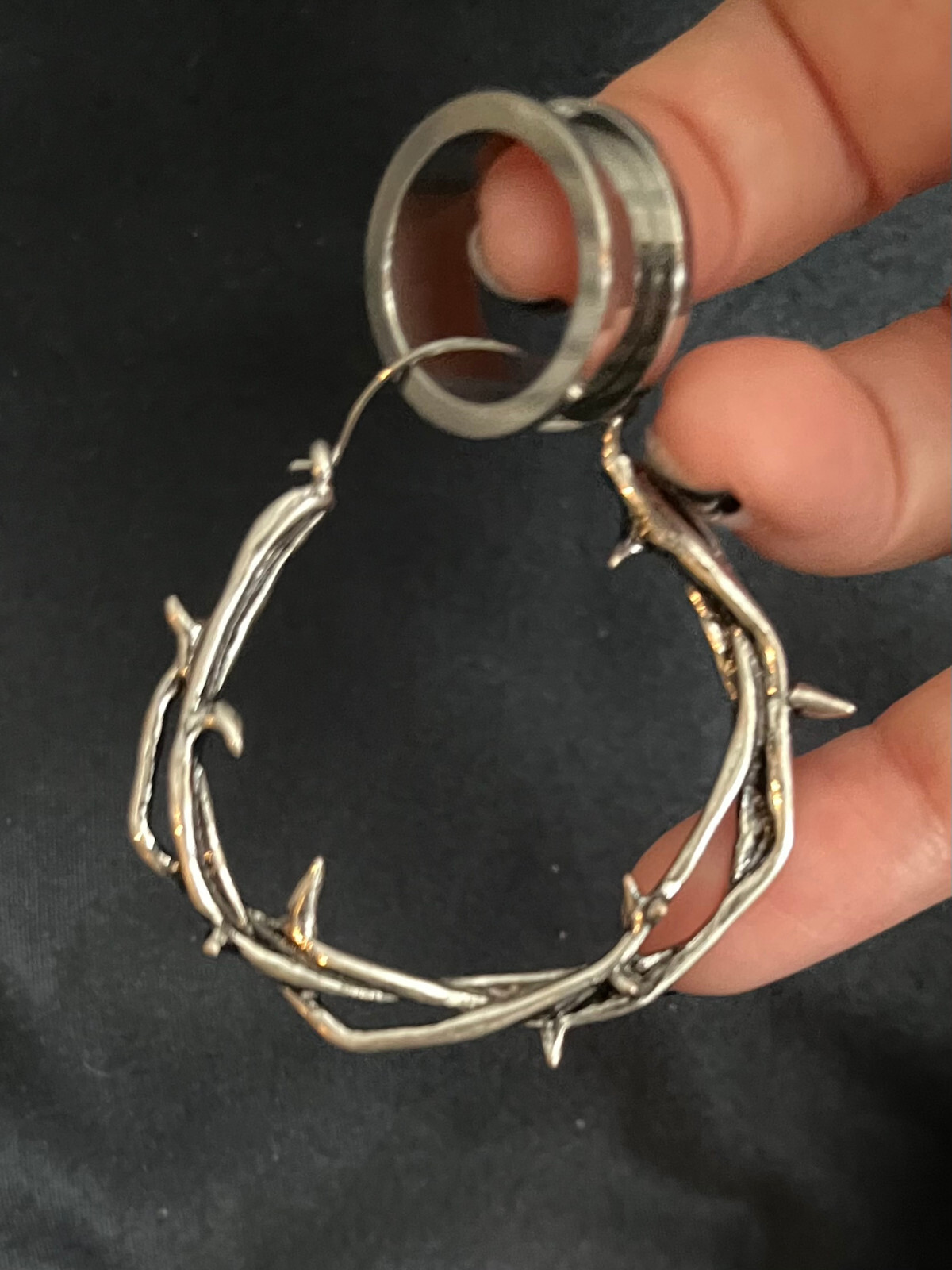 PAIR 20g Twisted Thorn Hoop Earrings, Use As Regular Earrings or Through Tunnels