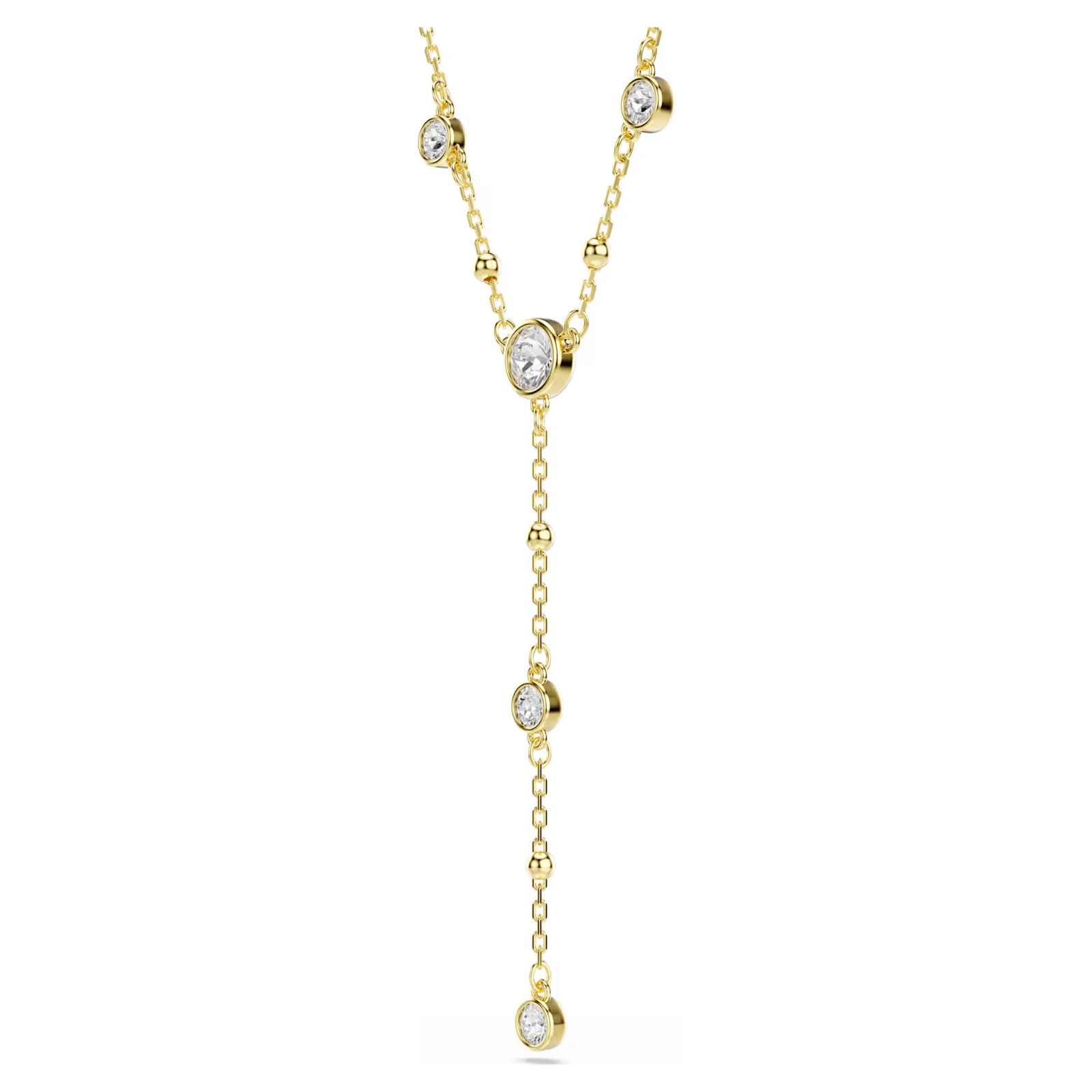SWAROVSKI Imber Y necklace Round cut, White, Gold-tone plated – FREESHIP
