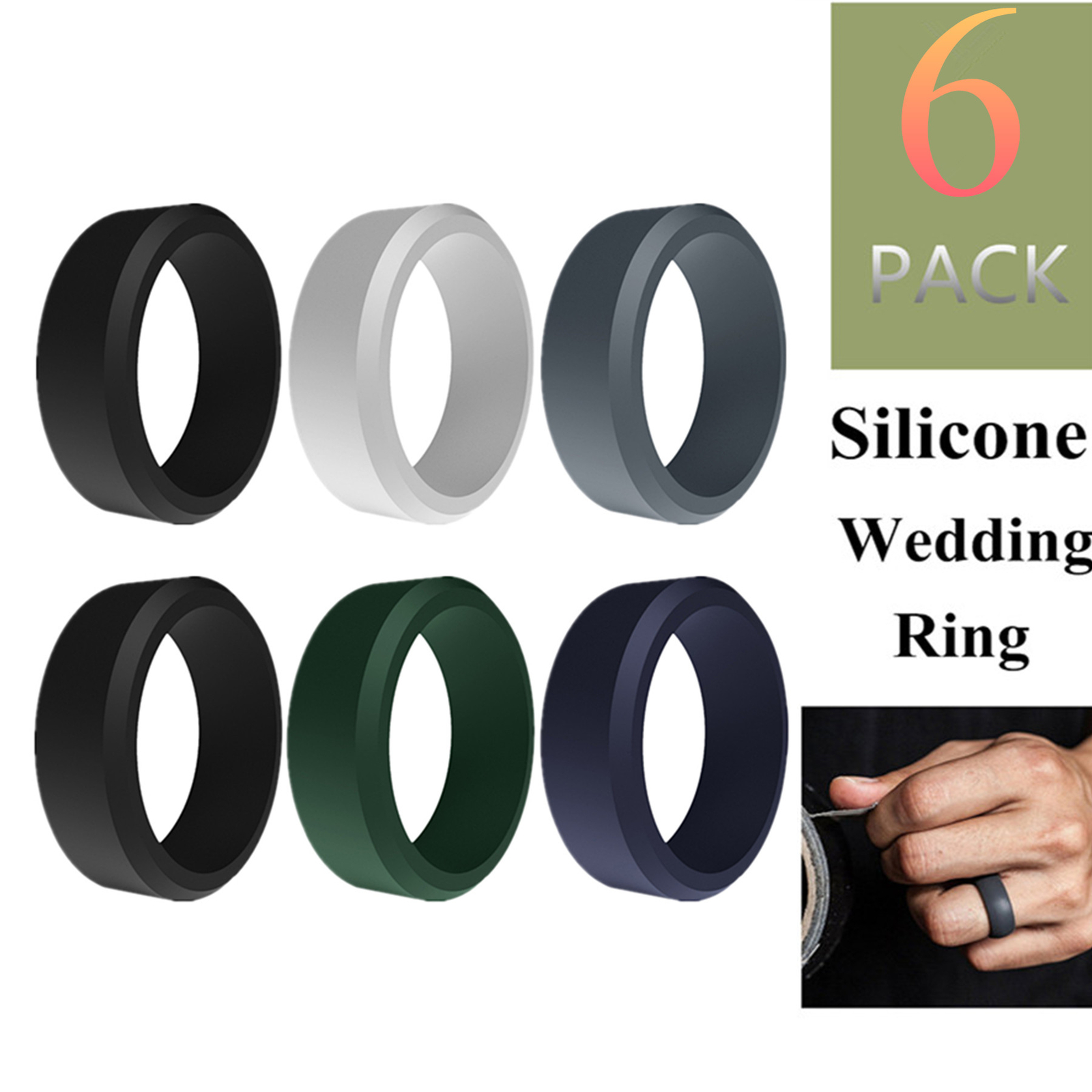 3-10 Pack Silicone Wedding Engagement Ring for Men Women Rubber Band Gym Sports